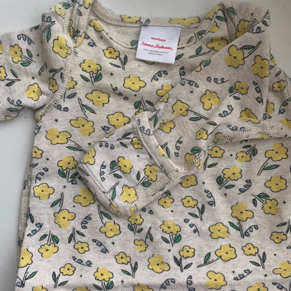 Newborn, Hanna Andersson sleeper gown with hand covers